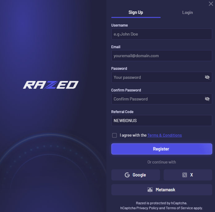Razed Referral Code